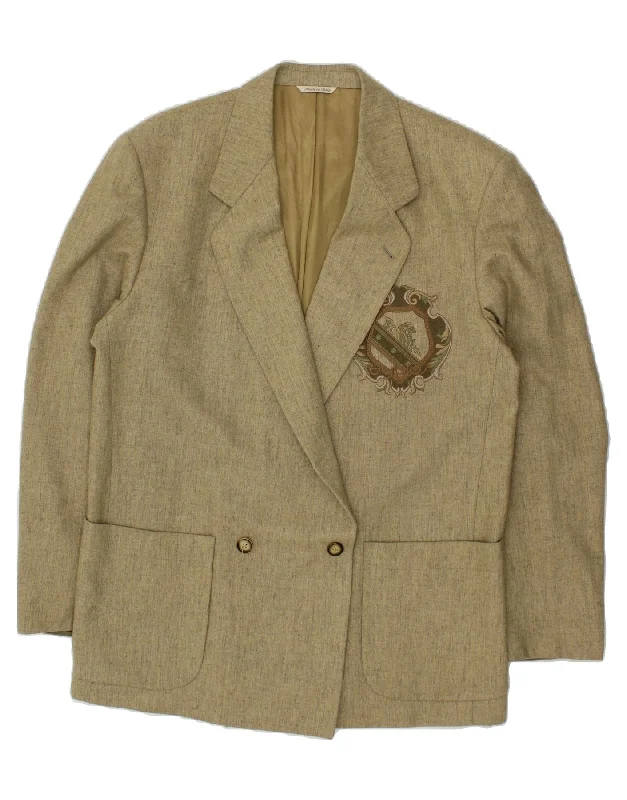 Value Pack BYBLOS Womens Double Breasted Blazer Jacket UK 18 XL Beige Wool