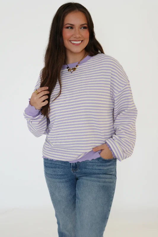 Midnight Madness Marlee Stripe Top- Purple