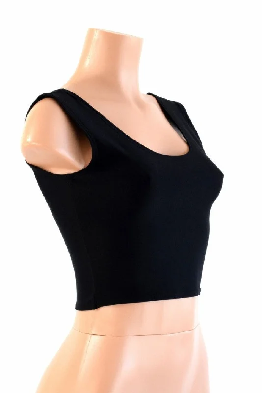 New Deals Black Soft Knit Crop Top