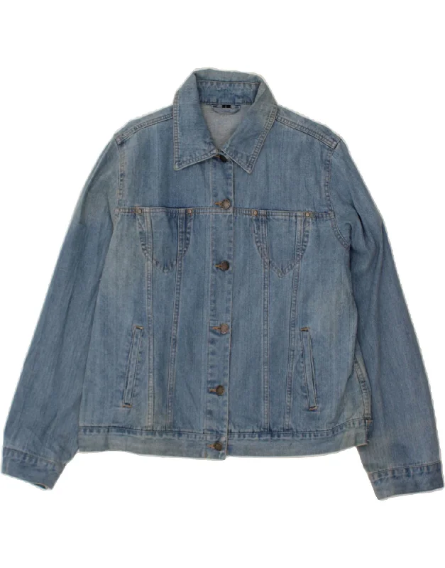 Deep Savings VINTAGE Womens Denim Jacket IT 44/46 Large Blue Cotton