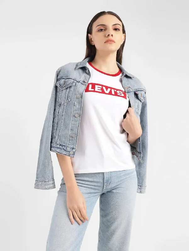 New Markdowns Women's Brand Logo Crew Neck T-shirt