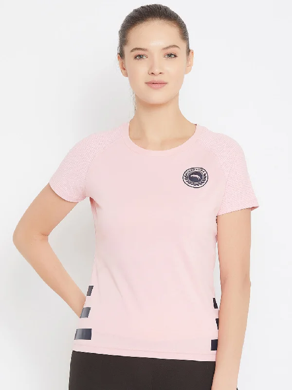 Massive Savings JUMP USA Women Pink Active Wear Round Neck T-shirt