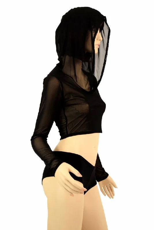 Major Deal Mesh Hoodie Crop Top