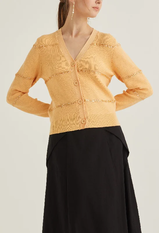 Weekend Specials to Cherish Glitter Orbit V-Neck Cardigan