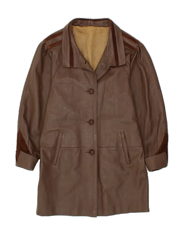Super Bargain VINTAGE Womens Leather Coat IT 42 Medium Brown Leather
