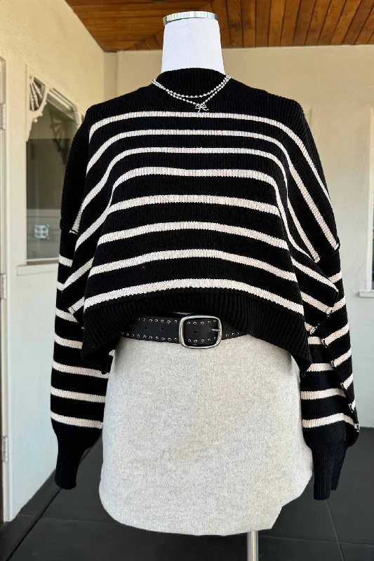 Now or Never Striped Crop Sweater by For Good