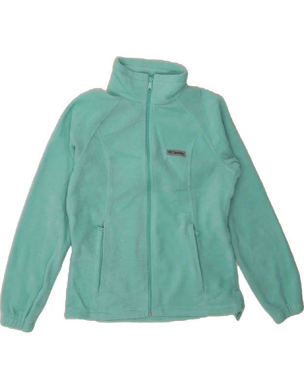 Now Available COLUMBIA Womens Fleece Jacket UK 14 Medium Turquoise Polyester