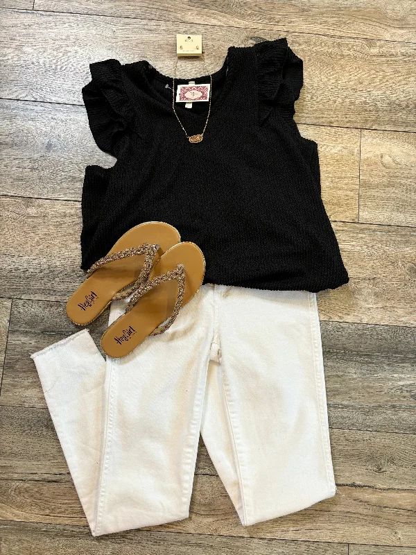 Price Drop Ribbed Ruffle Sleeve
