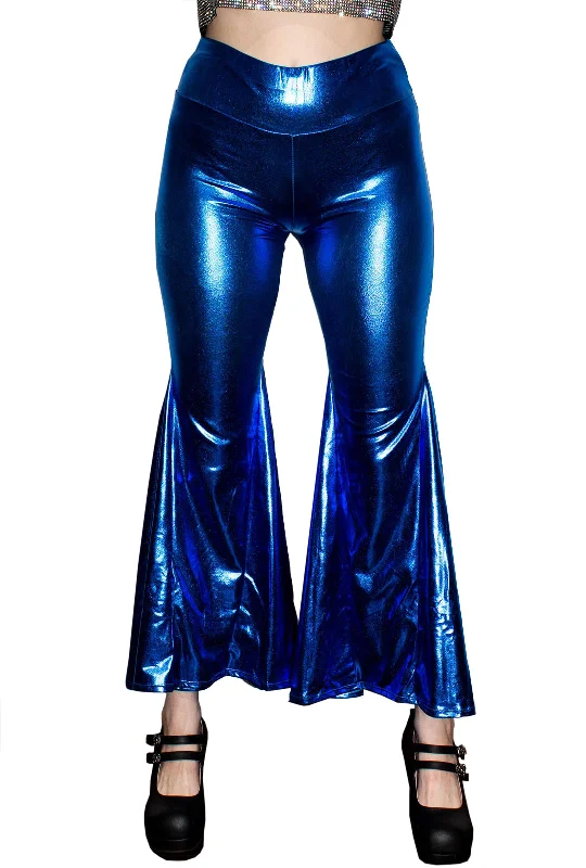 Don't Miss Metallic Sapphire Blue Flared Disco Pants