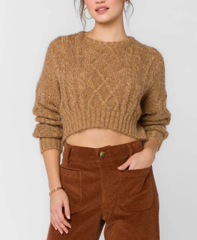 Early Access Maria Sparkle Cropped Cable Knit Sweater By Velvet Heart
