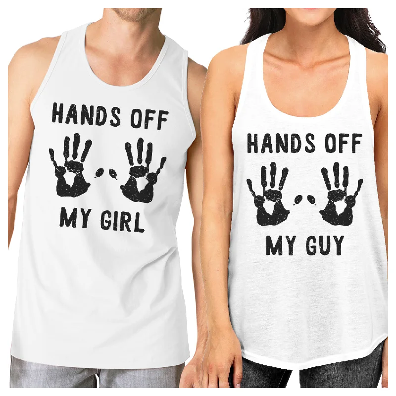 Deal Zone Hands Off My Girl And My Guy Matching Couple White Tank Tops