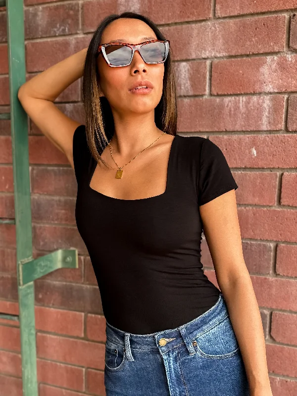 Act Now Square Neck Short Sleeve - Black