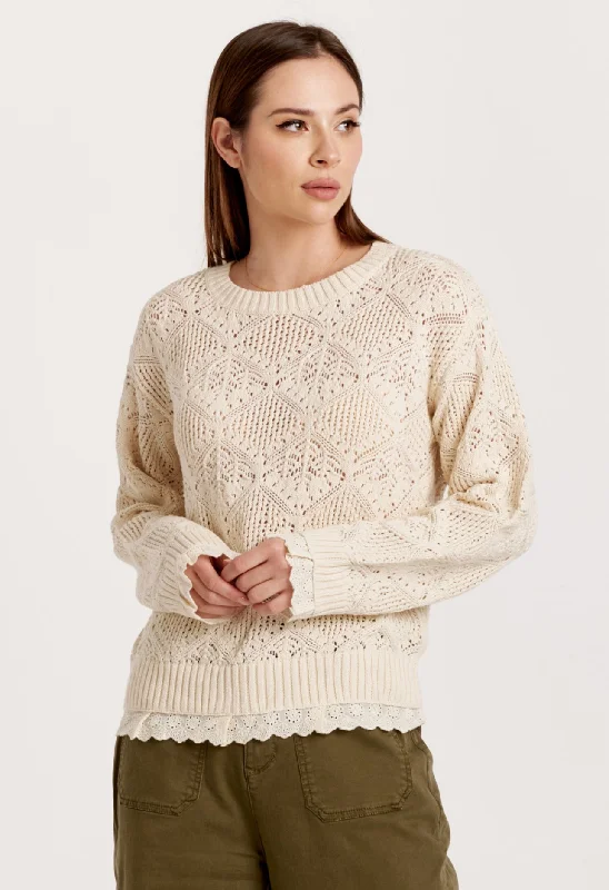 Exclusive Deal TORRANCE SCALLOP LACE SWEATER VINTAGE CREAM