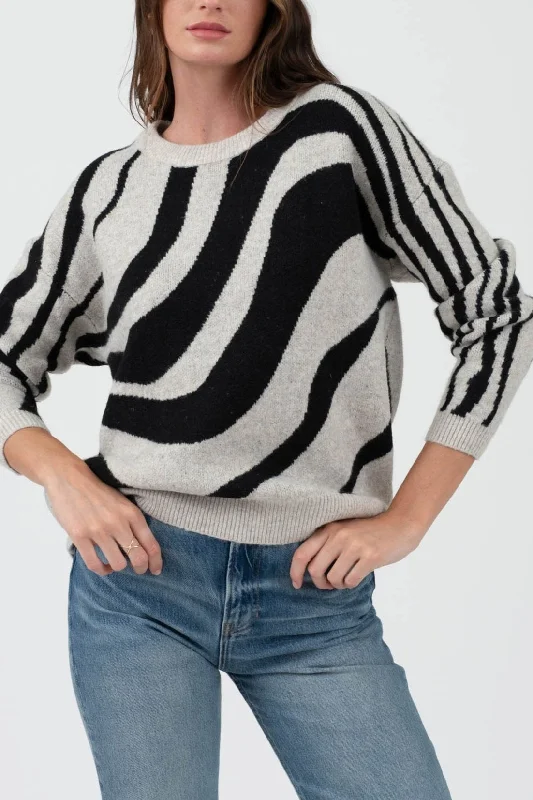 Price Drop Alert Zebra Print Long Sleeve Sweater