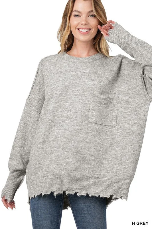 Today’s Special DISTRESSED MELANGE OVERSIZED SWEATER
