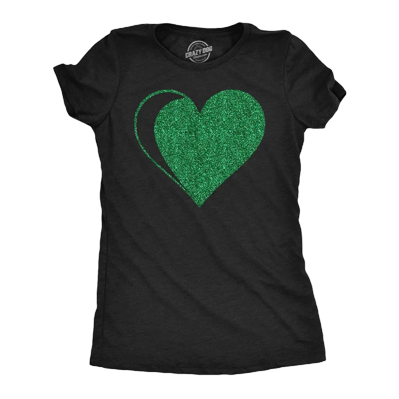 Weekend Offers That Please Green Glitter Heart Women's T Shirt
