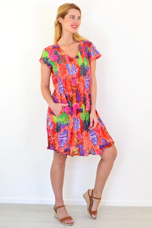 Amazing Deals Orange Tropical Nicola Dress Cap Sleeve Tunic