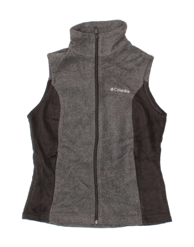 Quick Sale COLUMBIA Womens Fleece Gilet UK 6 XS Grey Colourblock Polyester