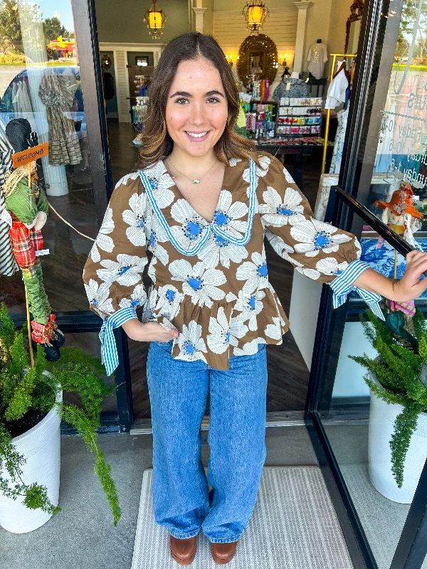 Markdown Madness Brown Daisy Top