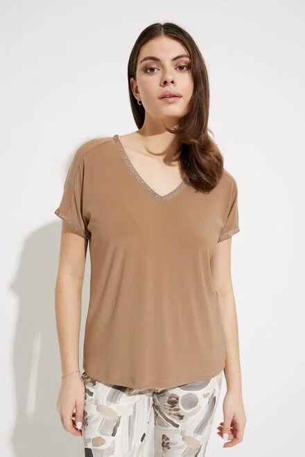 Weekend Discounts to Savor Joseph Ribkoff Stretch Waist V-Neck Top